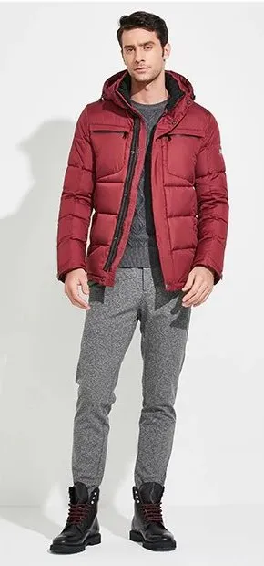 Men's Winter Warm Waterproof Hooded Down Jacket