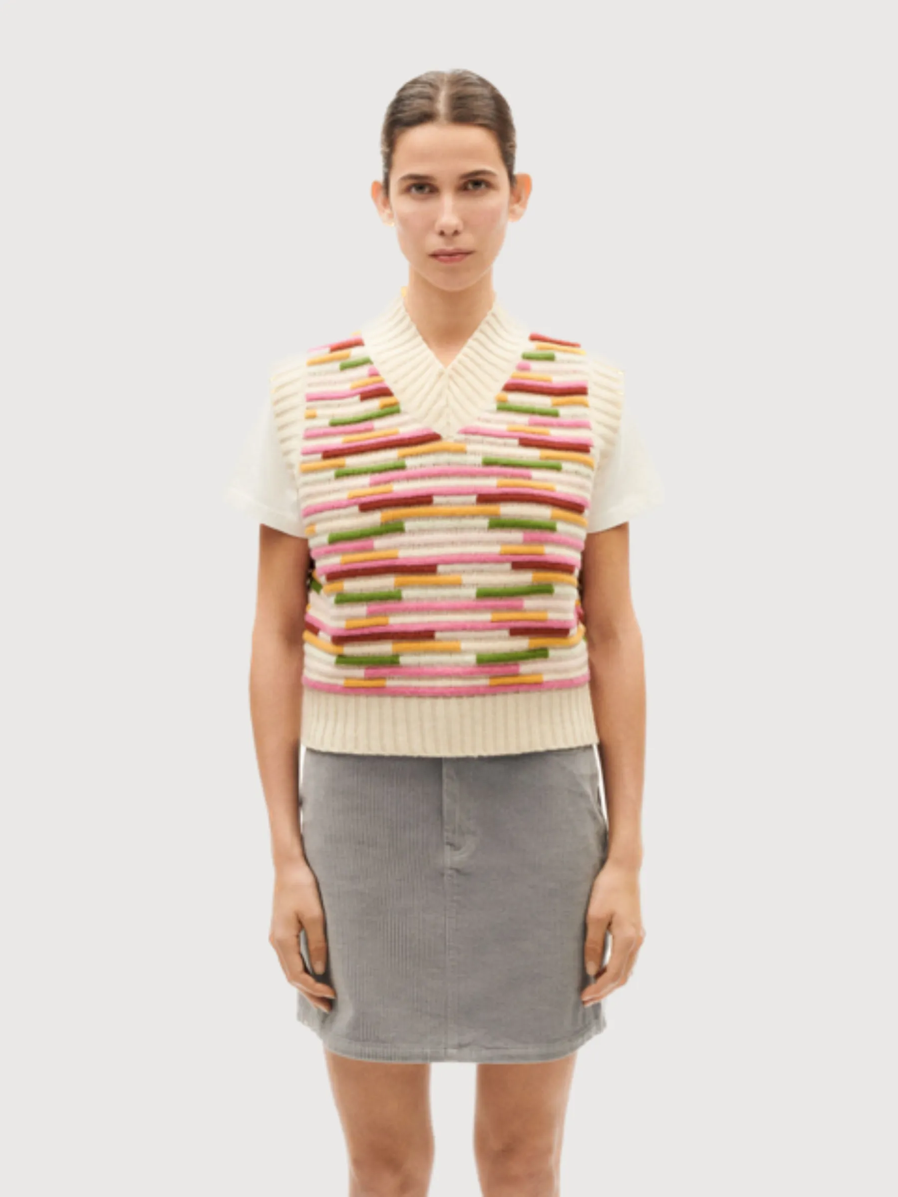 Mica knitted vest Stripe multicolor | Thinking Mu
