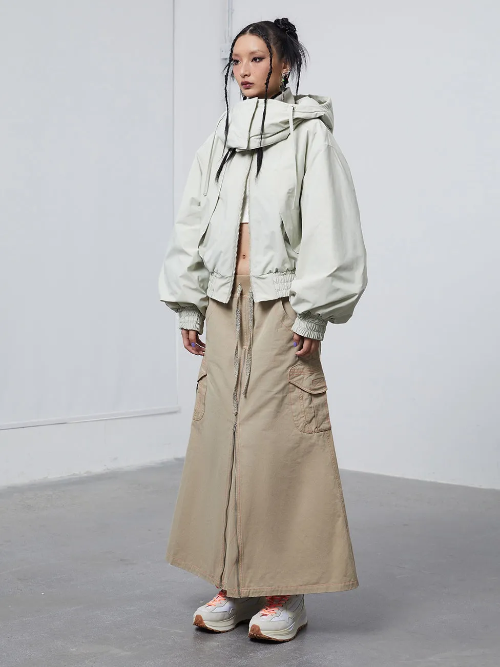 Mid-waist Multi-pocket Skirt