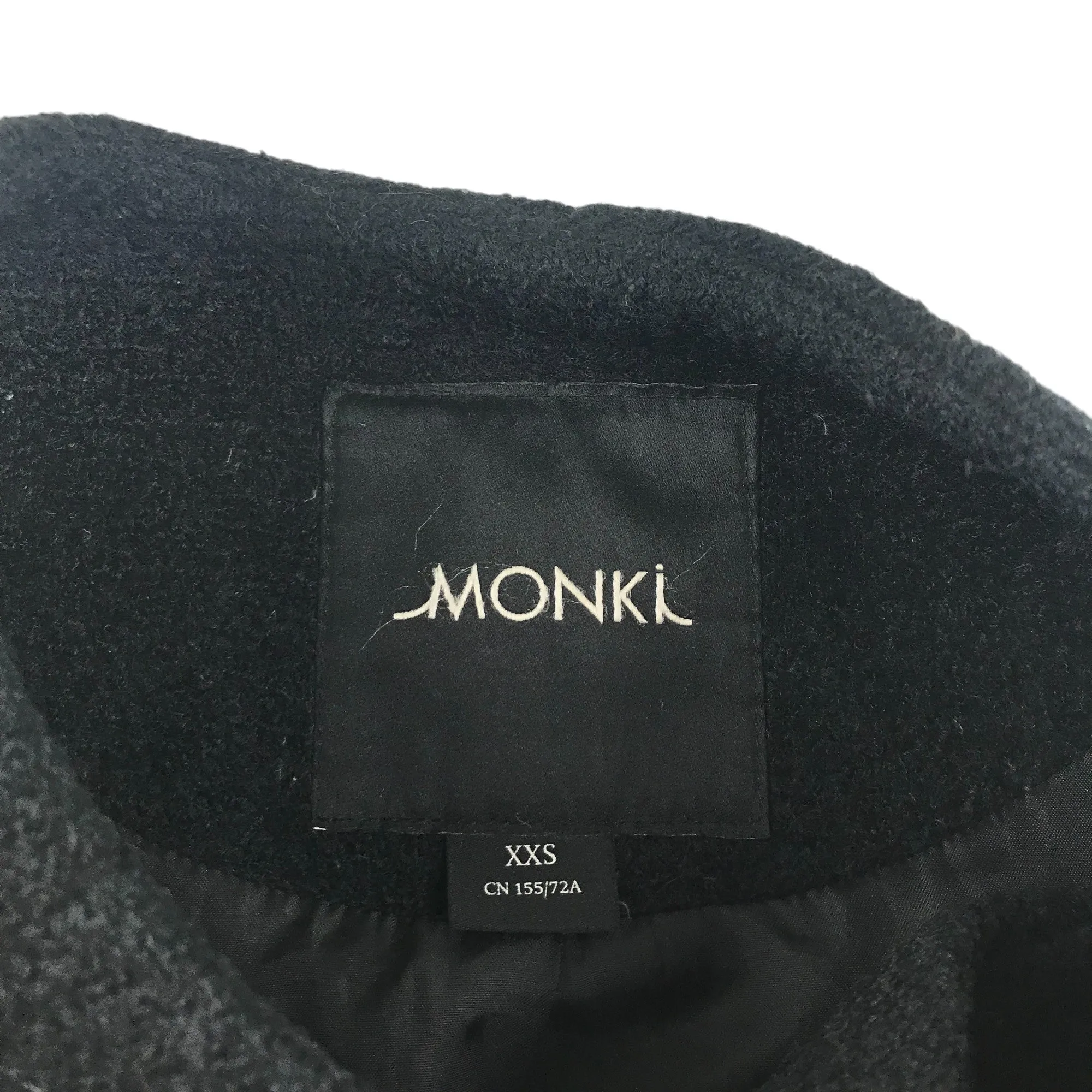 Monki coat adult size XXS black light long over coat wool mix