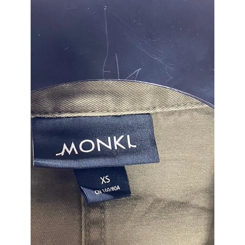 MONKI Women's Olive Green Denim Button-Up Long Sleeve Cropped Jacket SZ XS