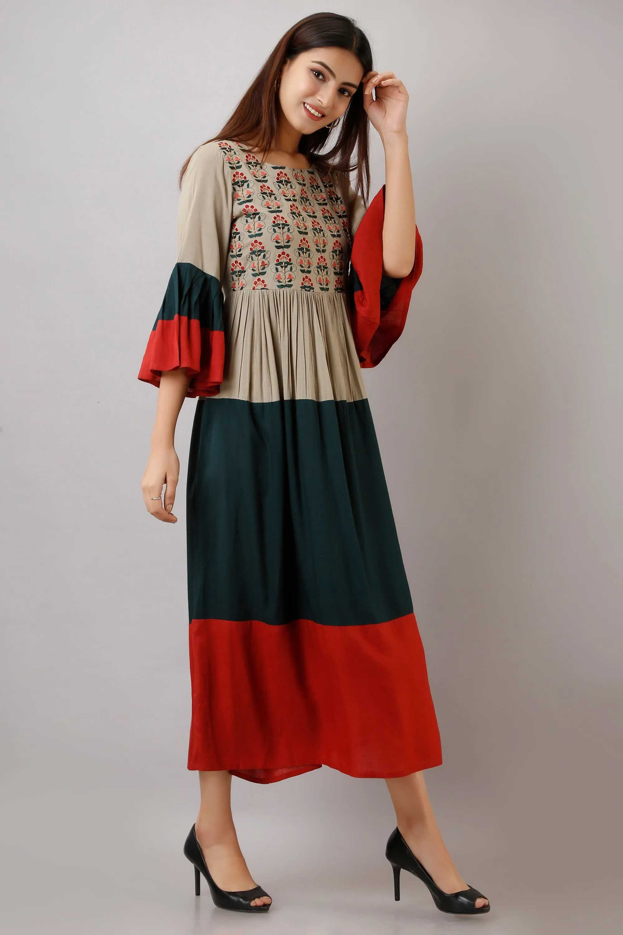 Multi Color Rayon A-line Womens Kurta