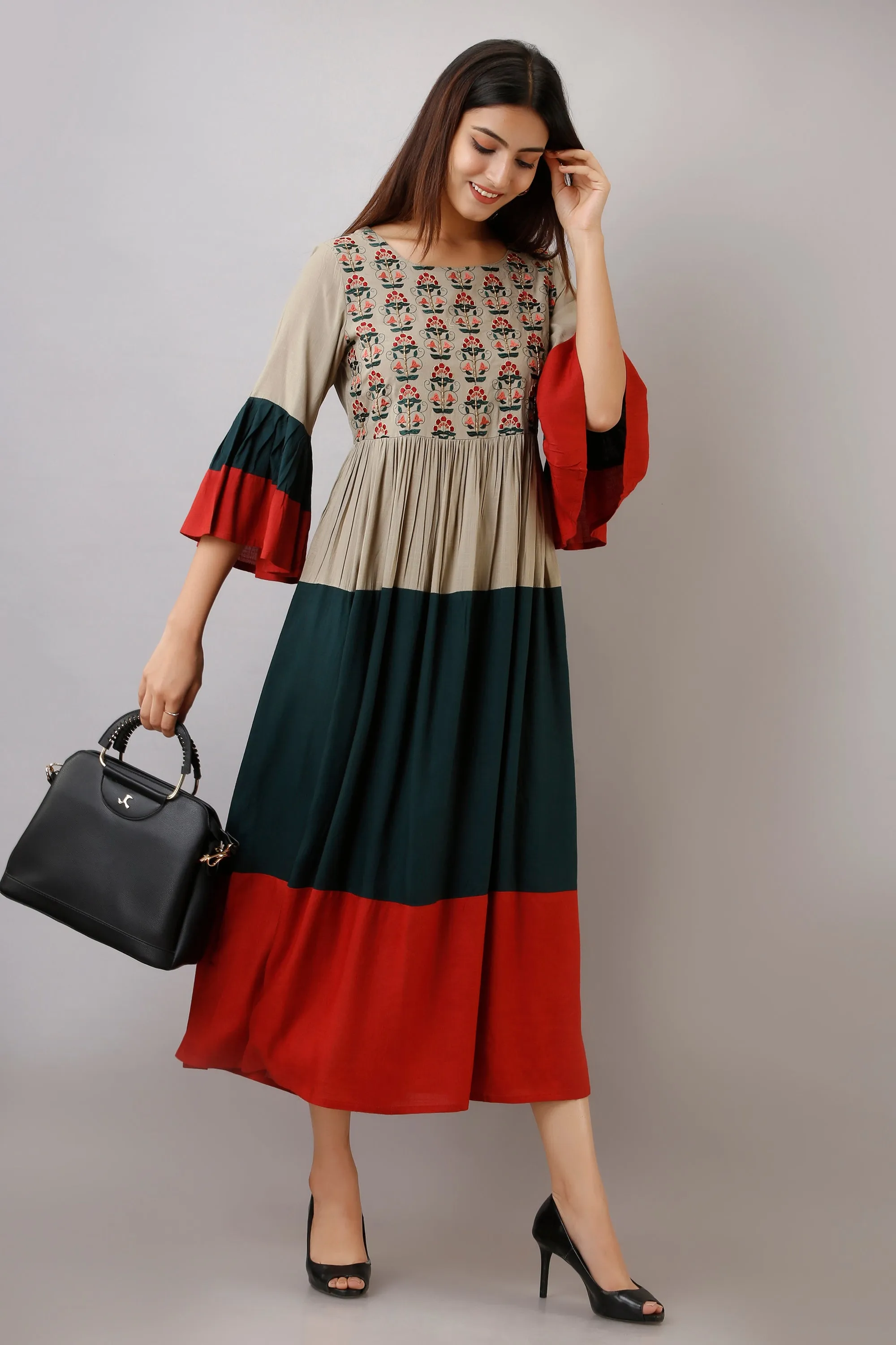 Multi Color Rayon A-line Womens Kurta