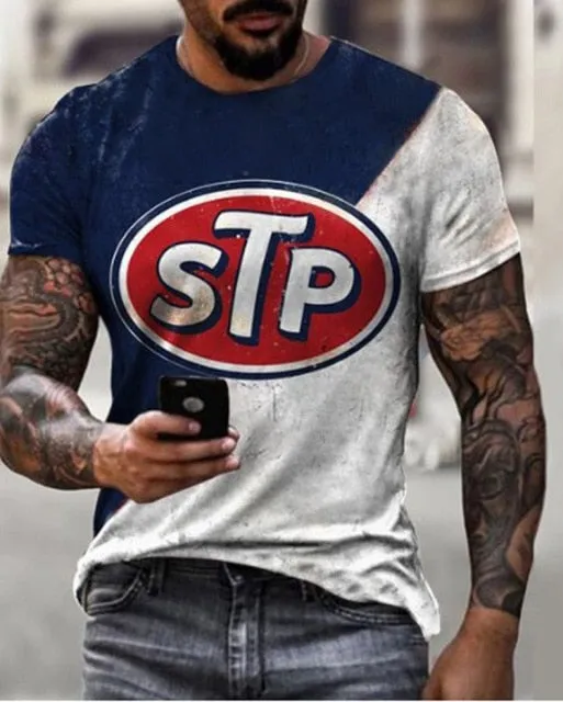 New Men's Casual Round Neck Short Sleeve Harajuku High Street Printed Long Hedging Men's T-shirt Top