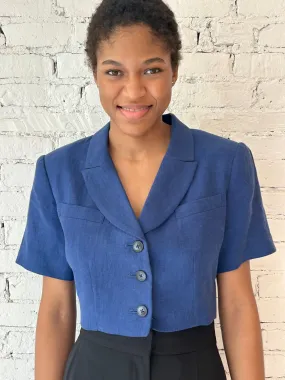 Niki Cropped Jacket - Navy