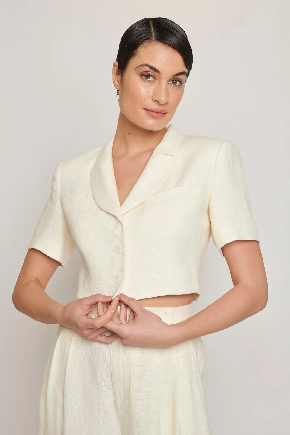 Niki Cropped Jacket - Navy