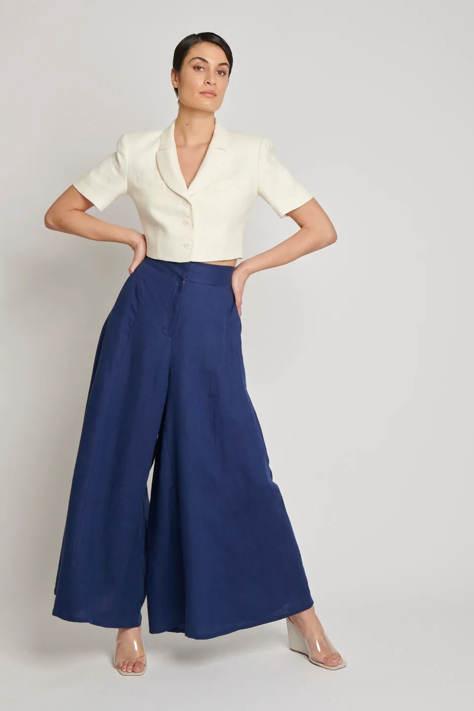 Niki Cropped Jacket - Navy