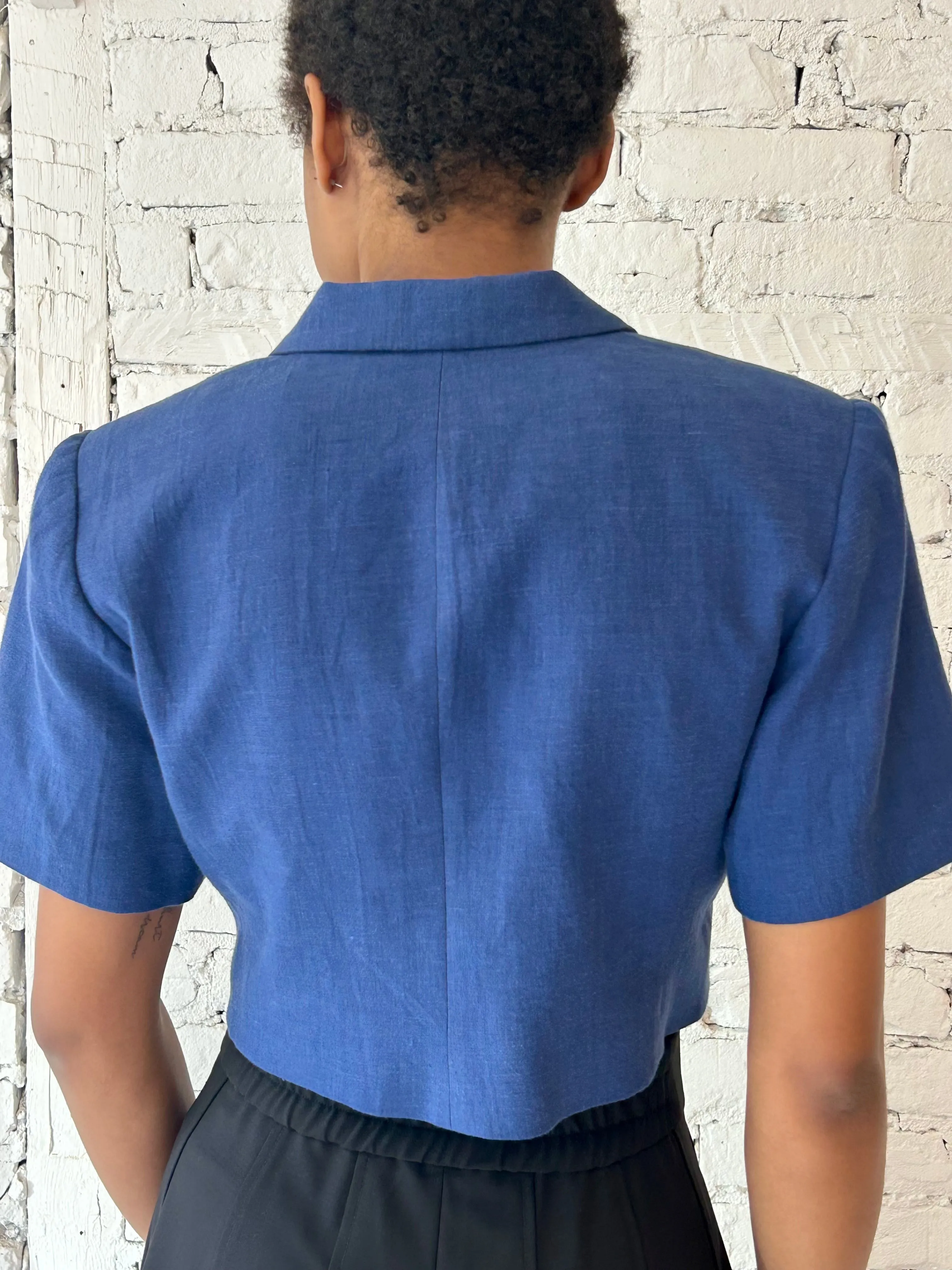 Niki Cropped Jacket - Navy