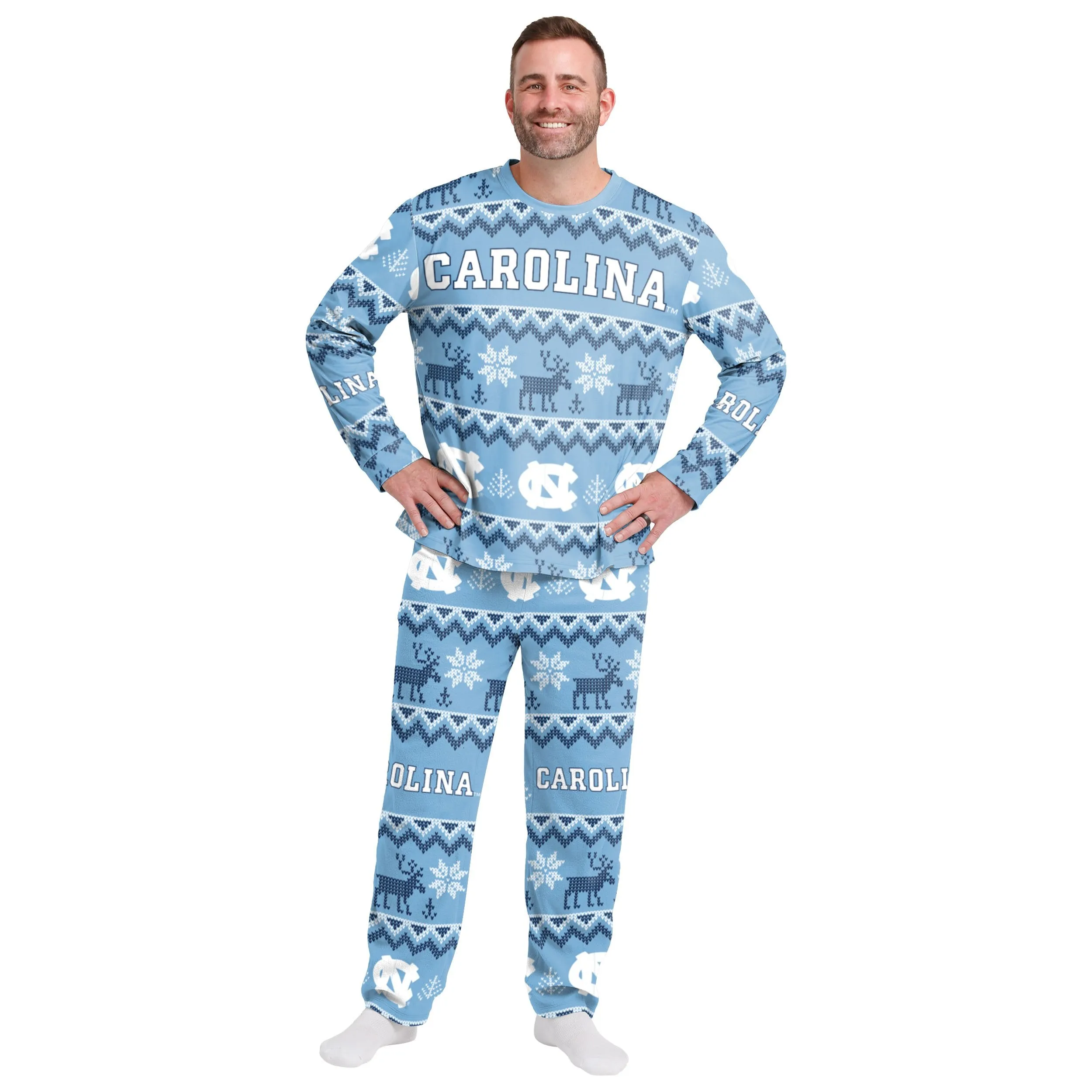 North Carolina Tar Heels NCAA Ugly Pattern Family Holiday Pajamas