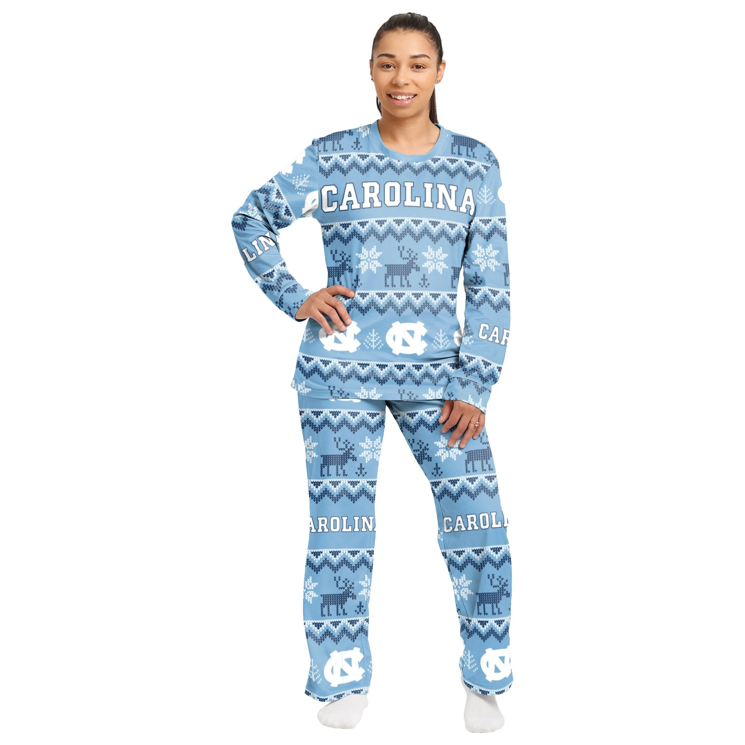North Carolina Tar Heels NCAA Ugly Pattern Family Holiday Pajamas
