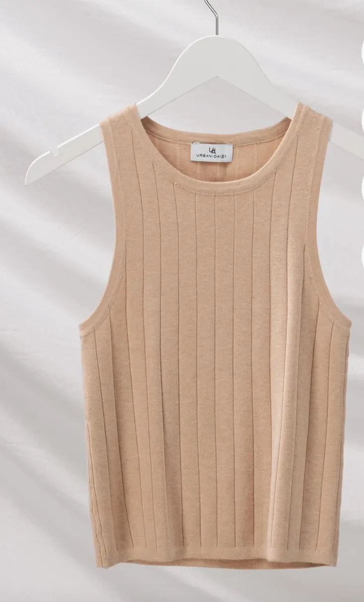 Oatmeal Soft Knit Tank Top