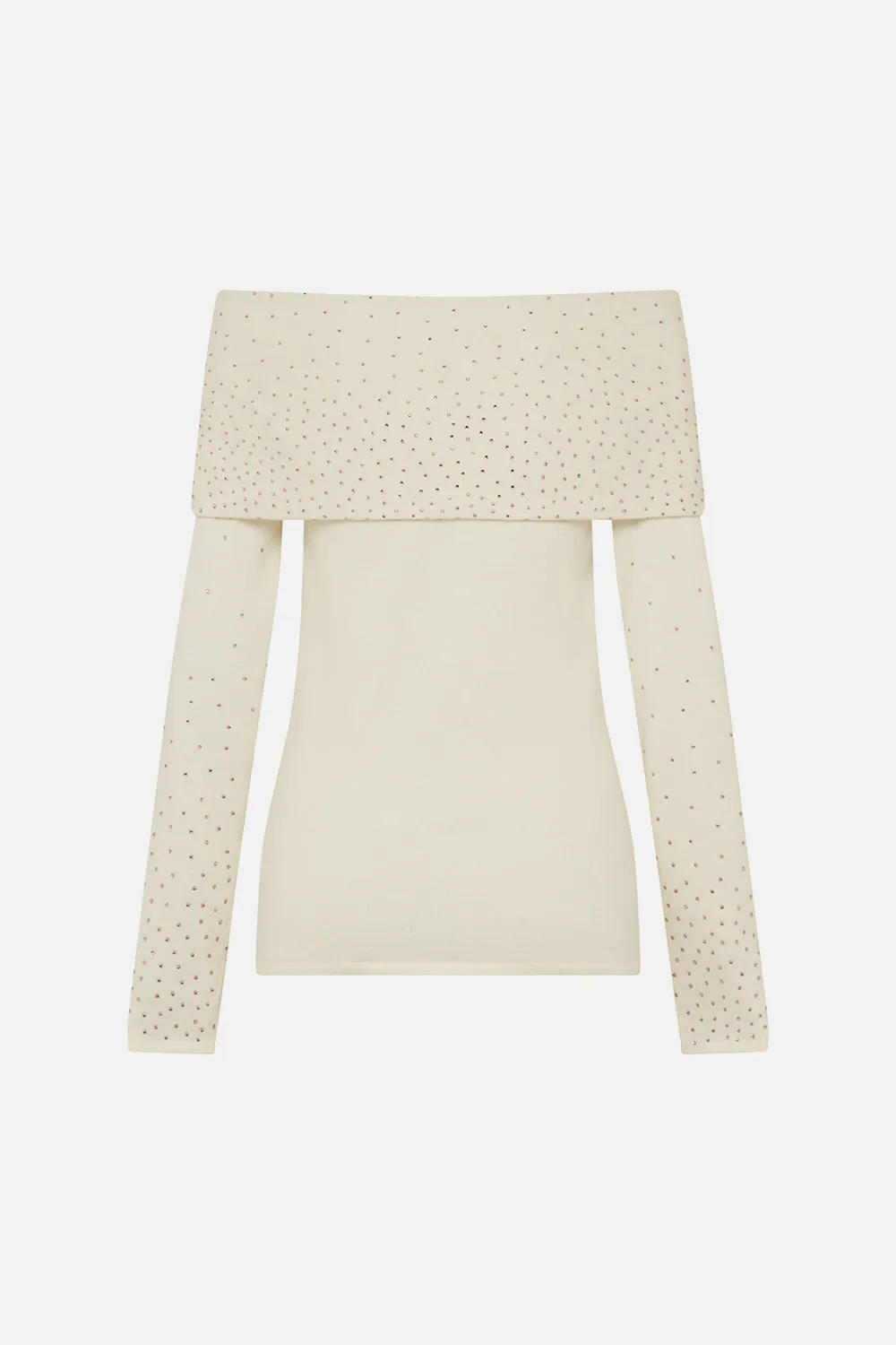 OFF SHOULDER KNIT TOP ETCHED INTO ETERNITY