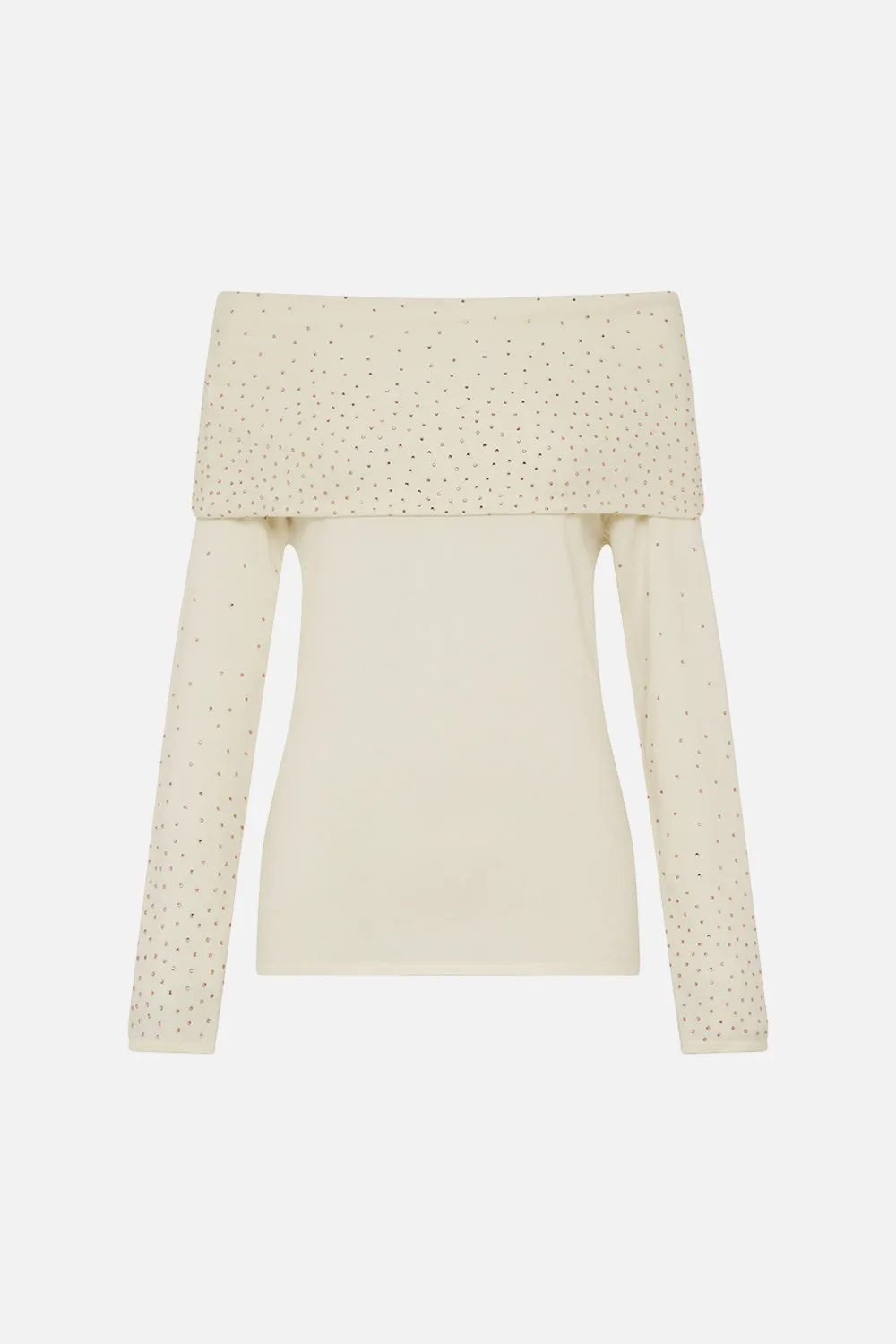 OFF SHOULDER KNIT TOP ETCHED INTO ETERNITY