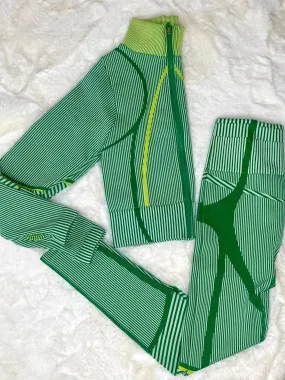 Passionate Lime Green Cropped Jacket and Legging Set
