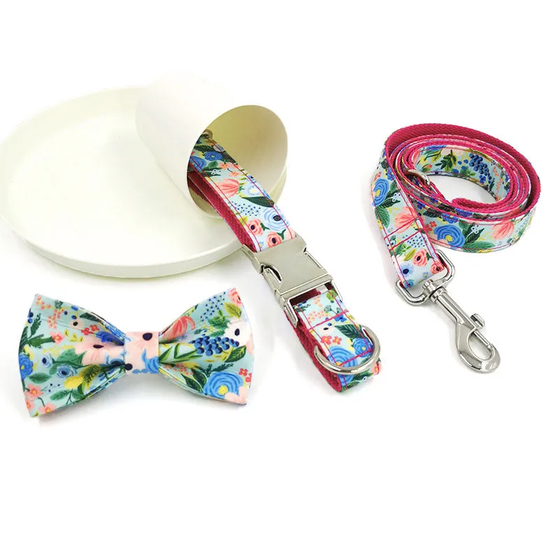 Personalized Dog Collar Engraved Metal Buckle Flower Cute for Girl Dogs - Red