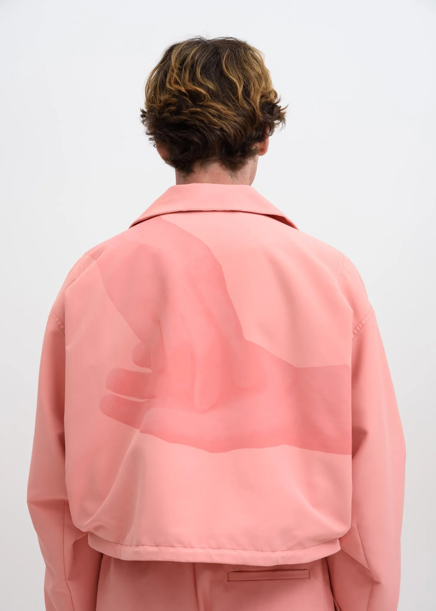 Pink Cropped Zip Up Jacket