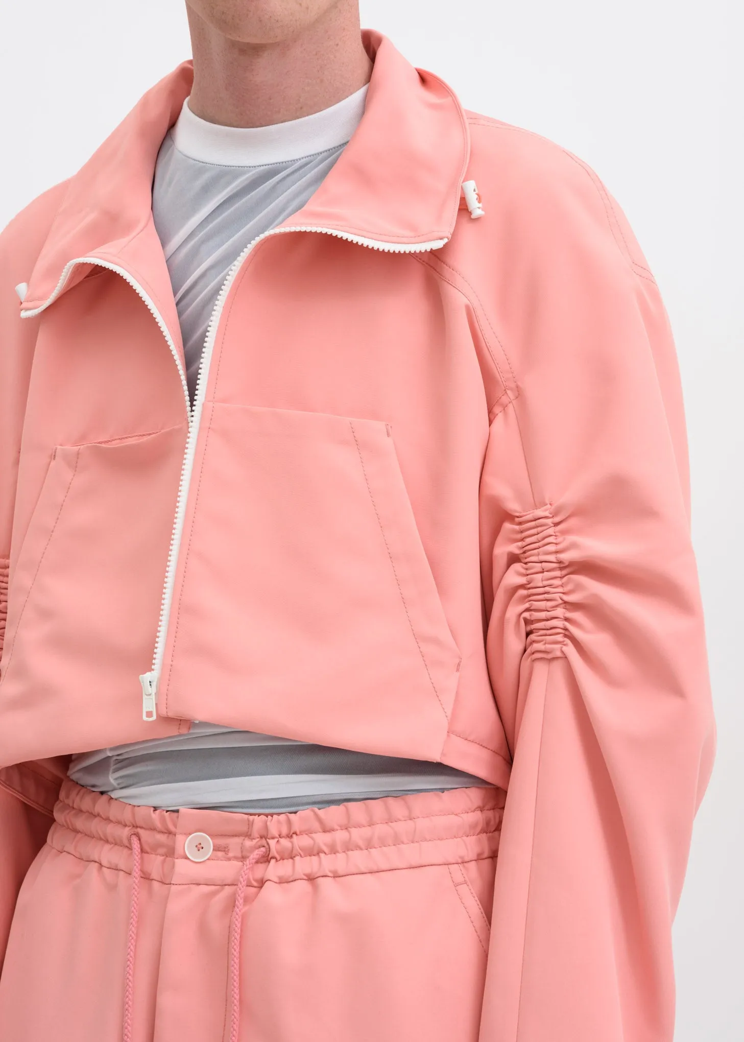 Pink Cropped Zip Up Jacket