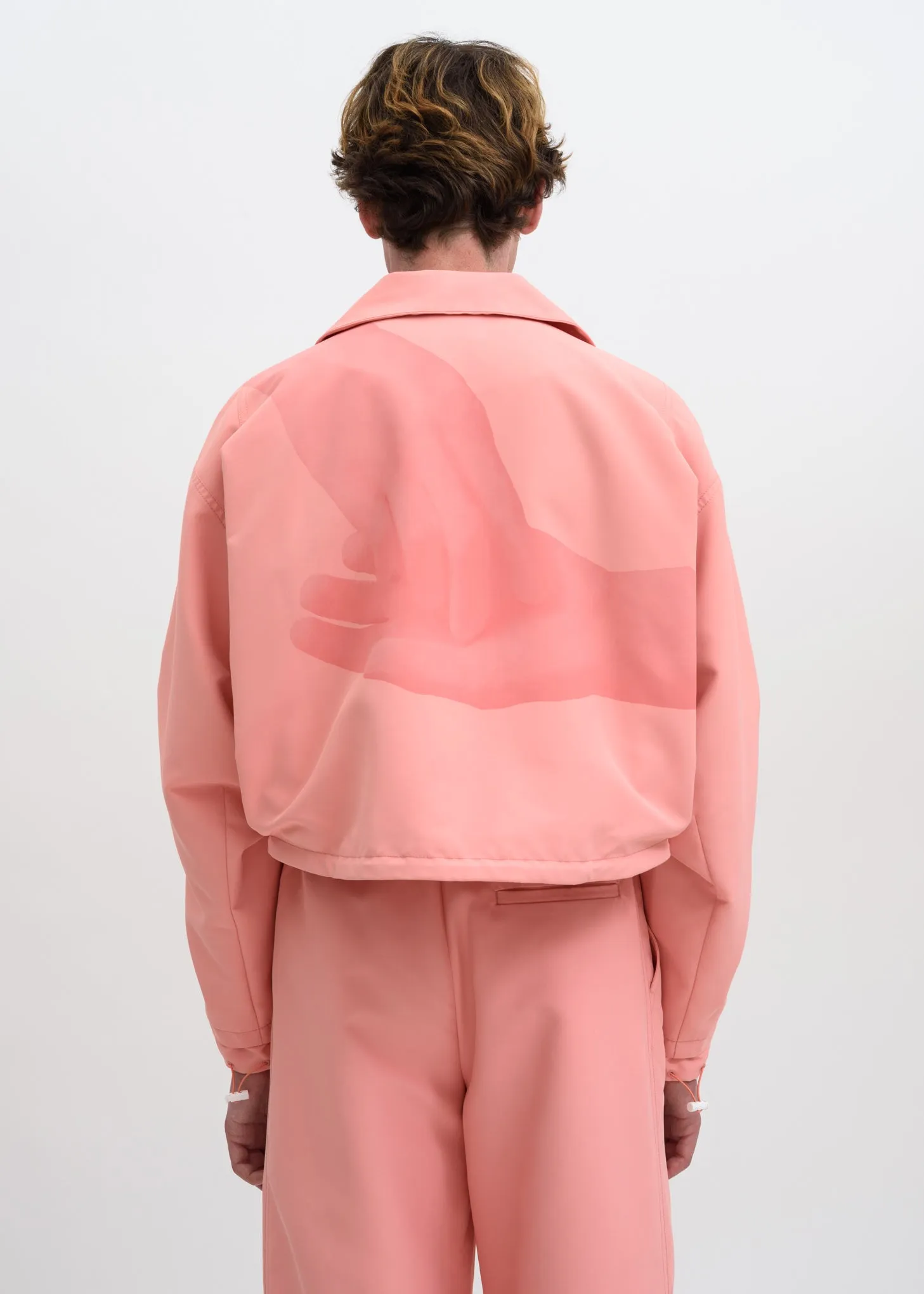 Pink Cropped Zip Up Jacket
