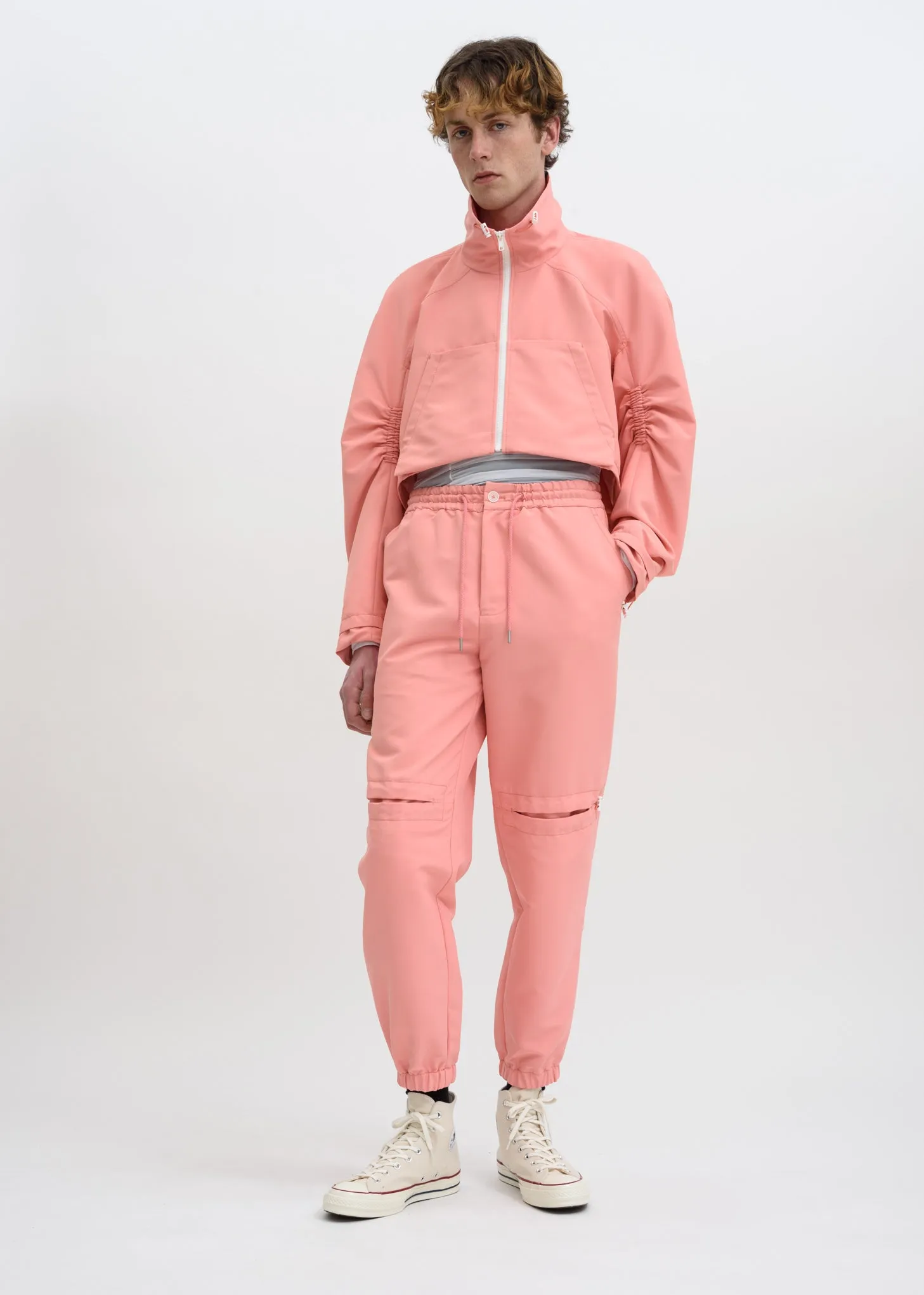 Pink Cropped Zip Up Jacket