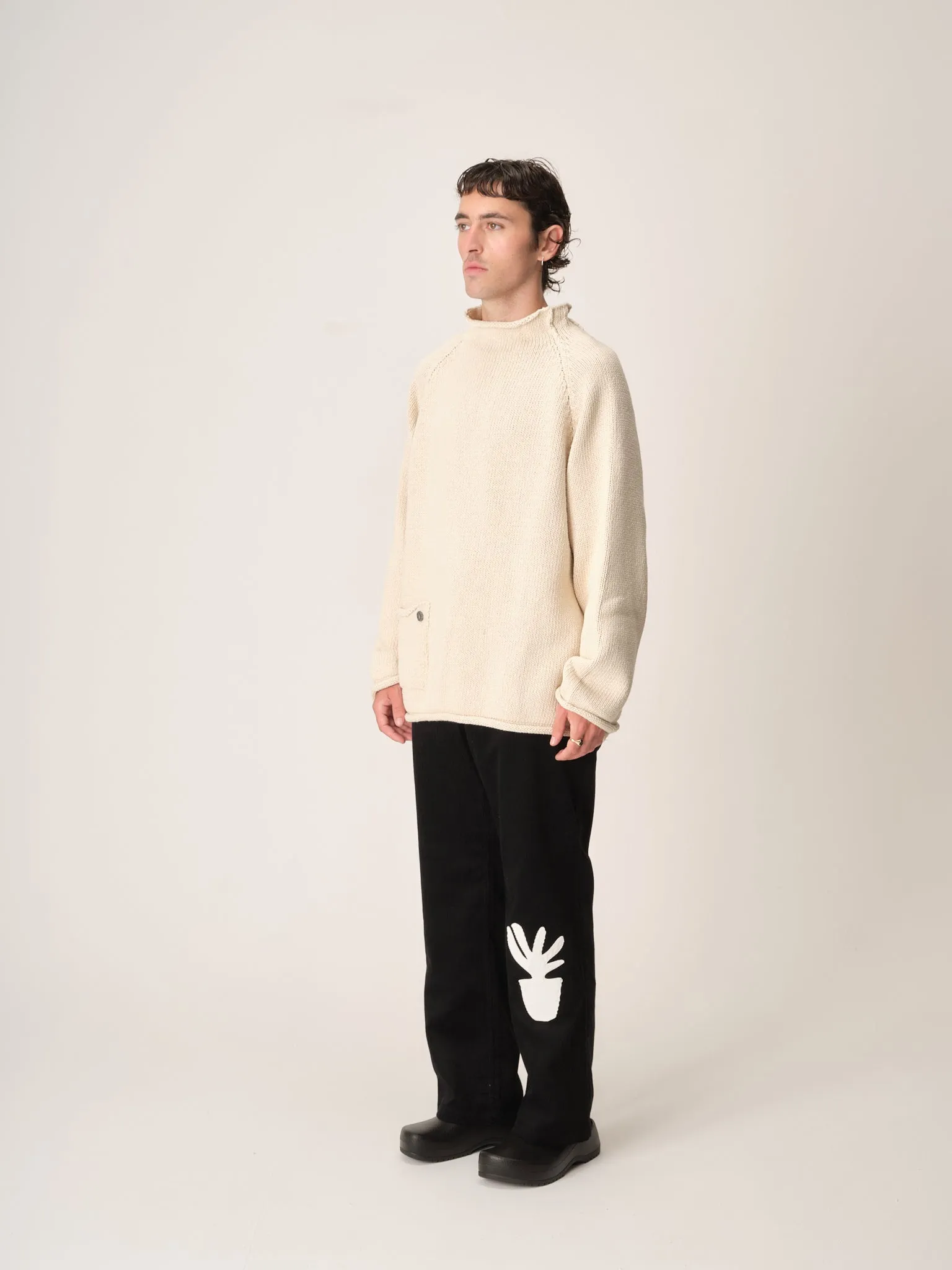 Plant Pot Cord Pant, Black