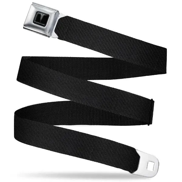 Pontiac Seatbelt Belt / White Logo   Black Webbing