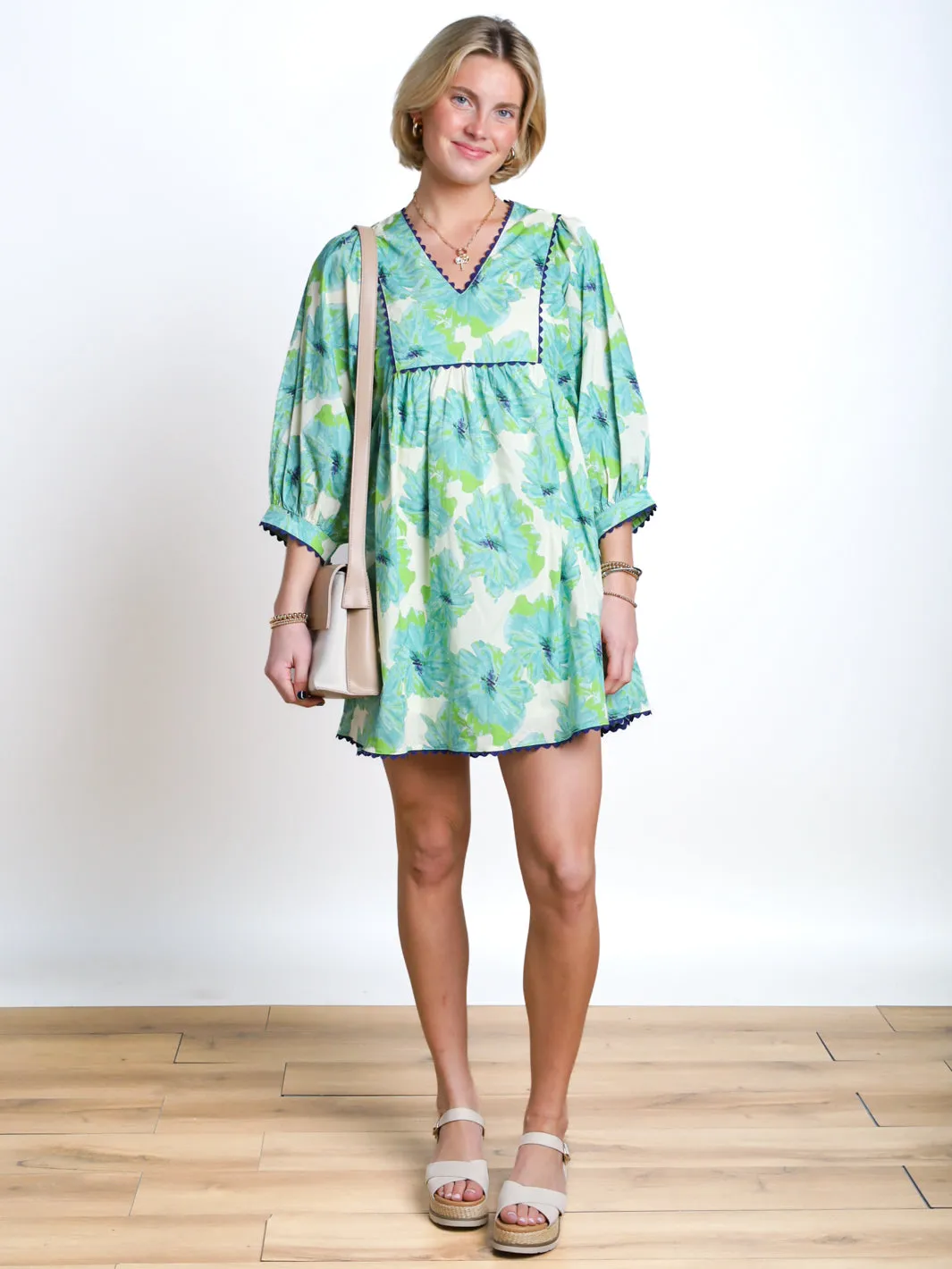 Pristine Muse Ric Rack Trim Babydoll Dress