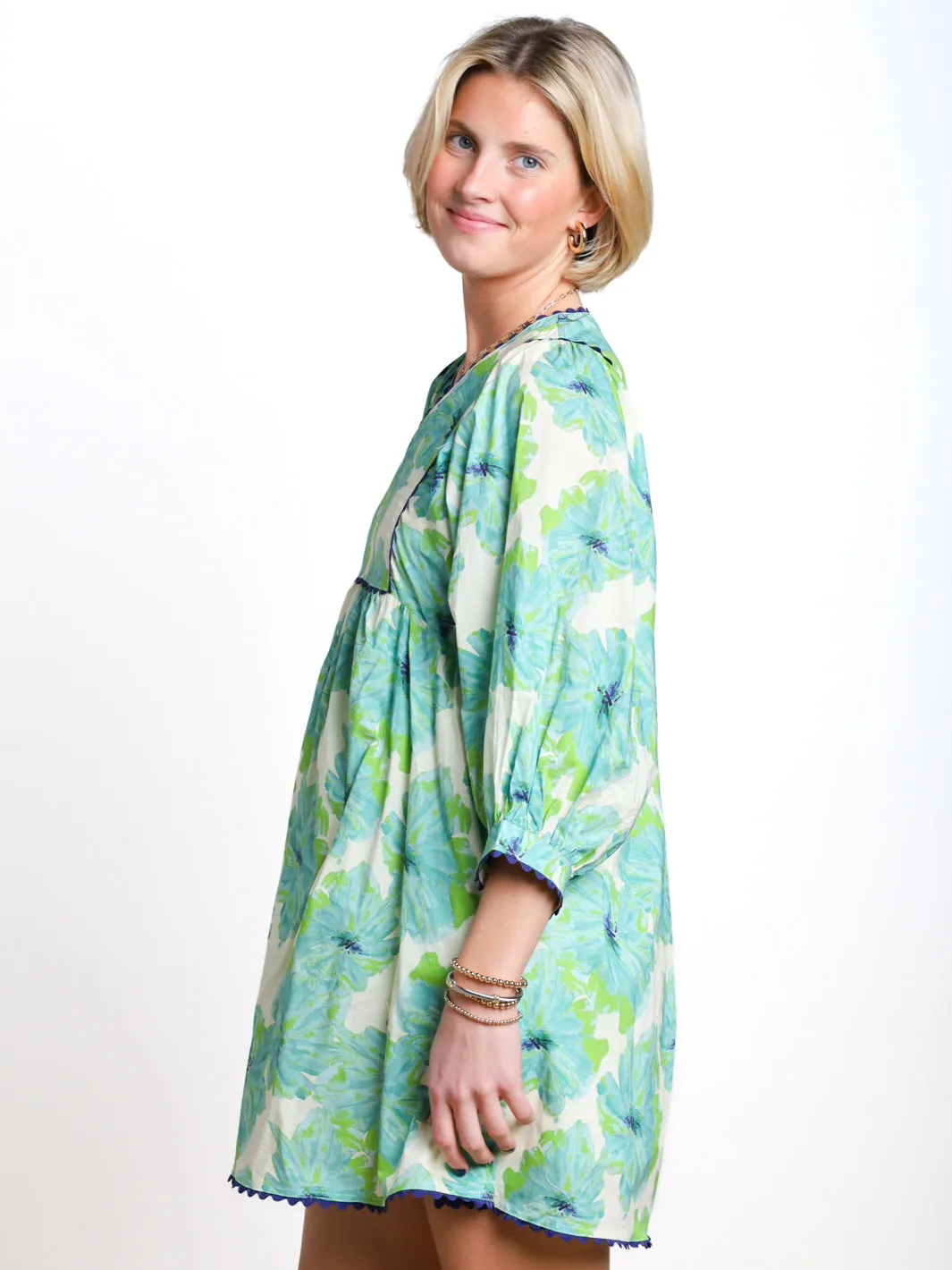 Pristine Muse Ric Rack Trim Babydoll Dress