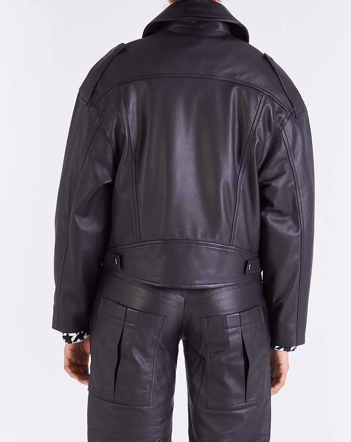 Rae CROPPED OVERSIZED BIKER - BLACK