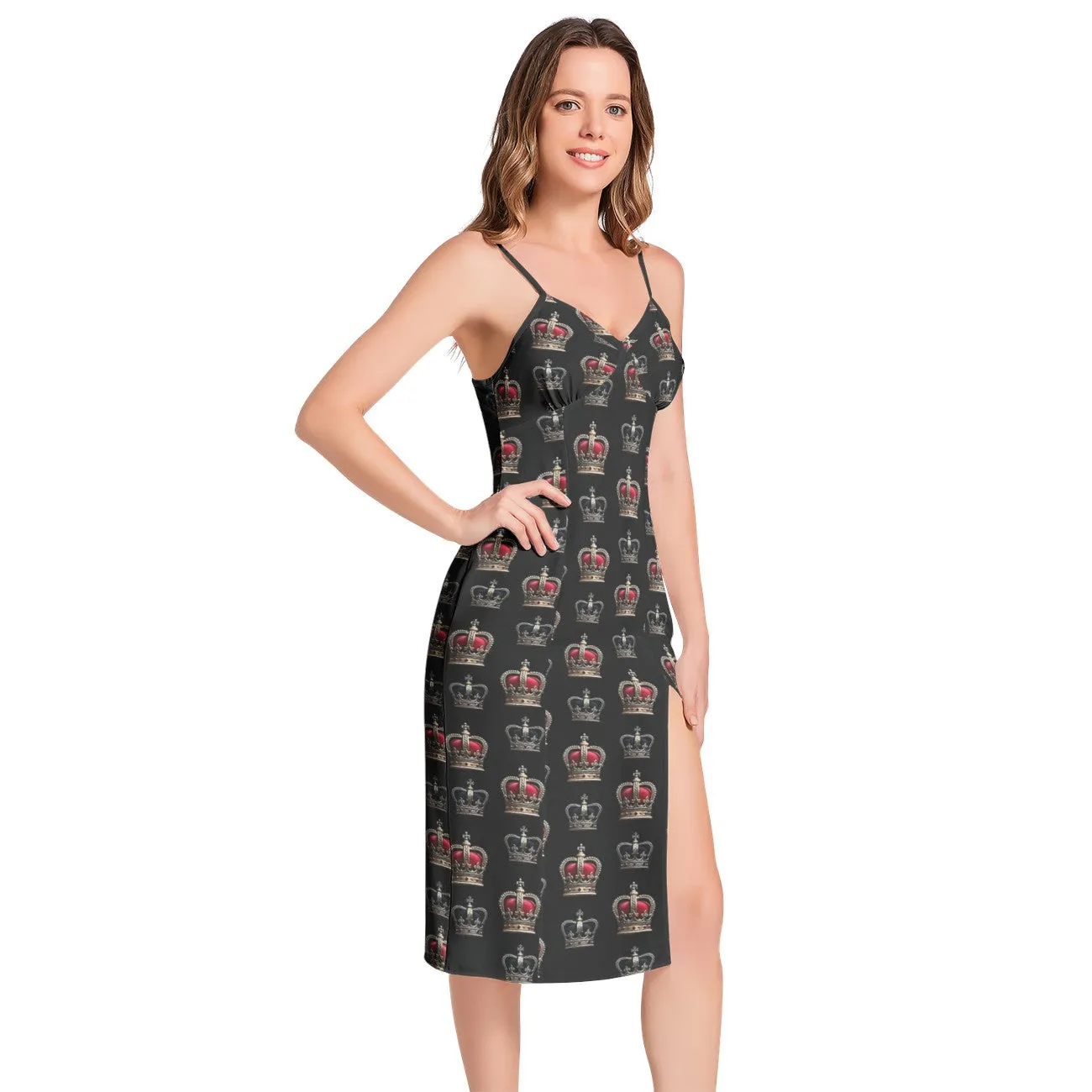Reign Supreme in the Royal Crown Cami Midi Dress - Heroic-U.com