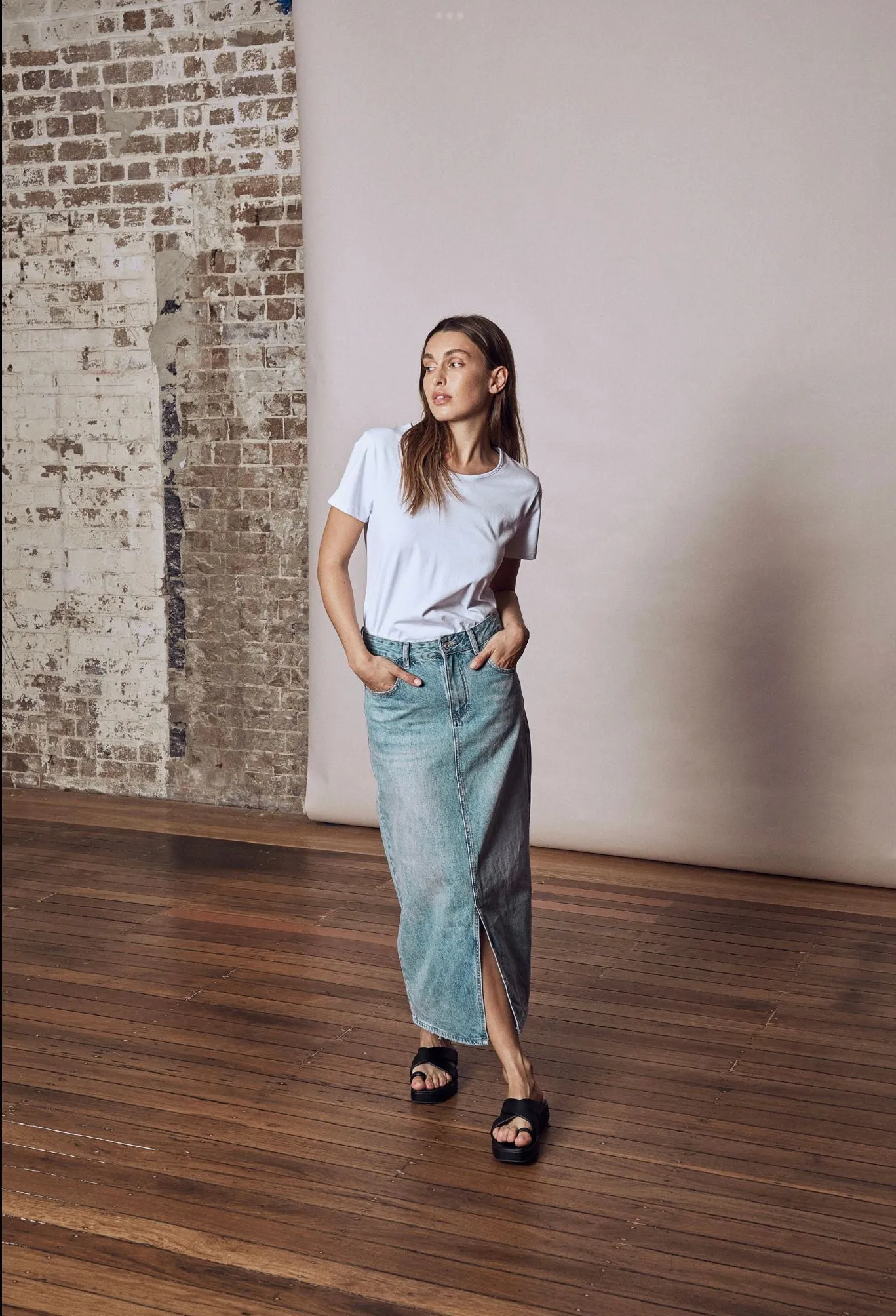 Roxy skirt - mid wash denim