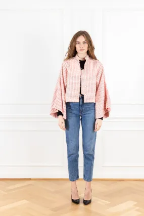 Scarlet Woven Grid Cropped Jacket