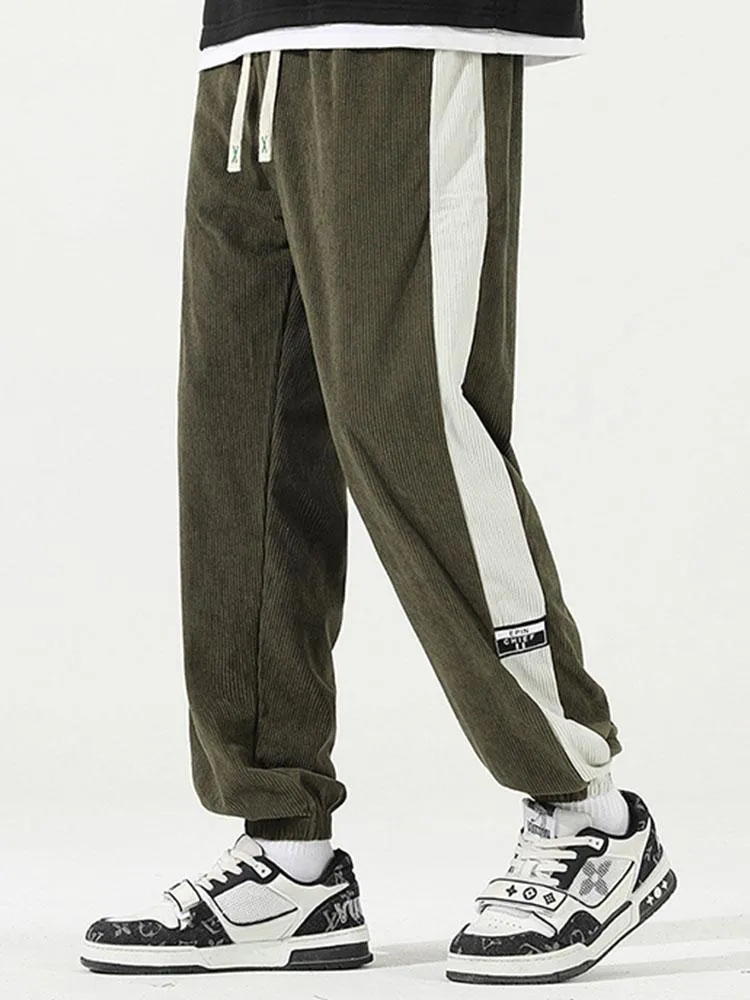 Side Stripe Corduroy Jogging Pants