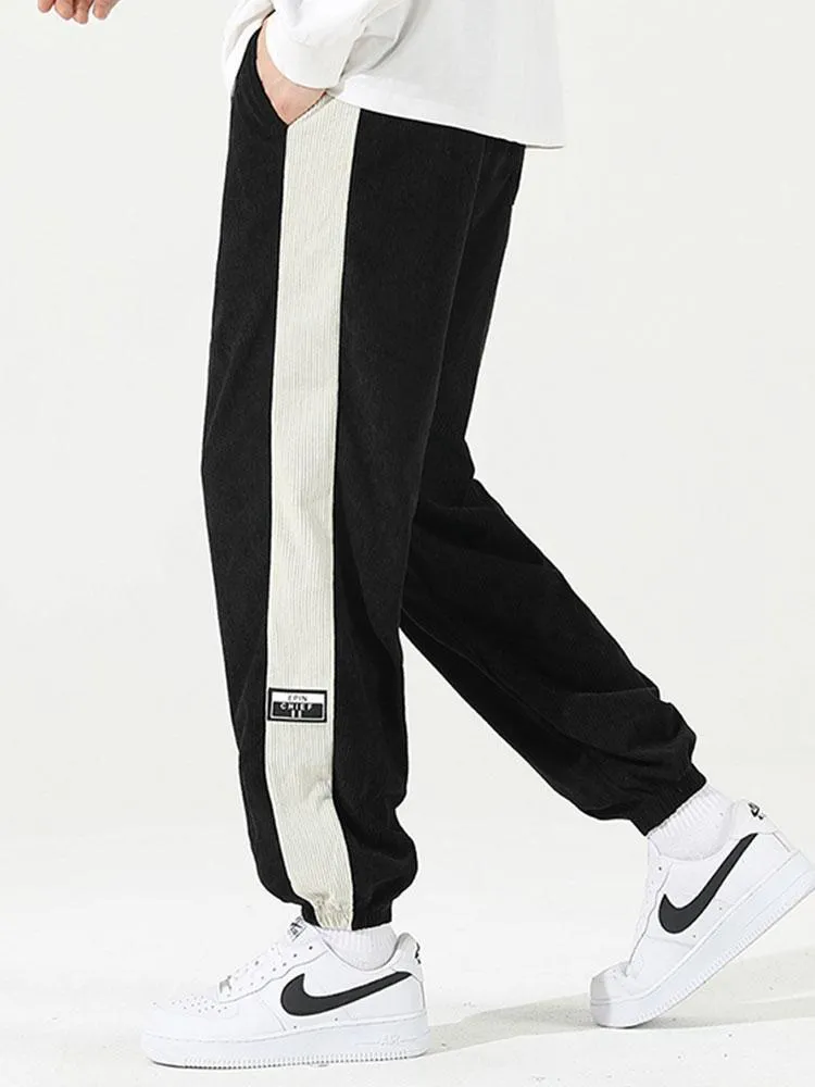 Side Stripe Corduroy Jogging Pants
