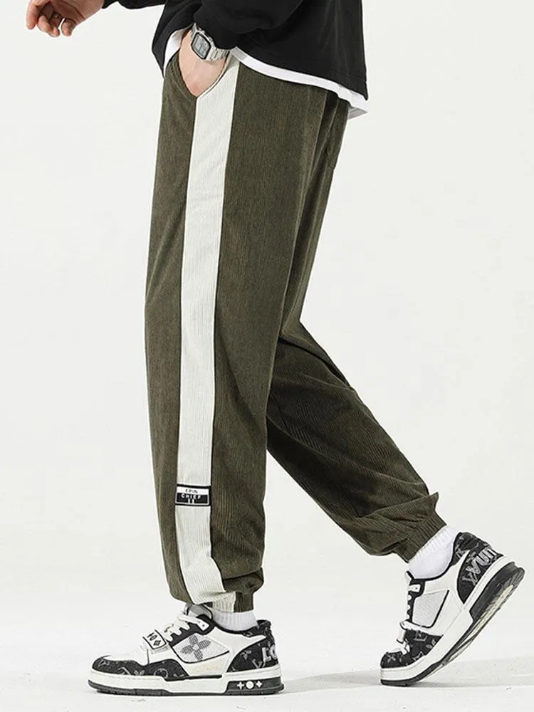 Side Stripe Corduroy Jogging Pants