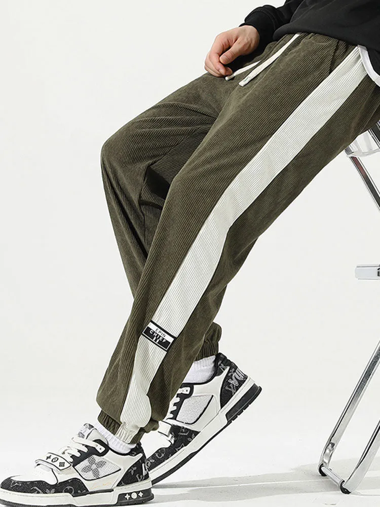 Side Stripe Corduroy Jogging Pants