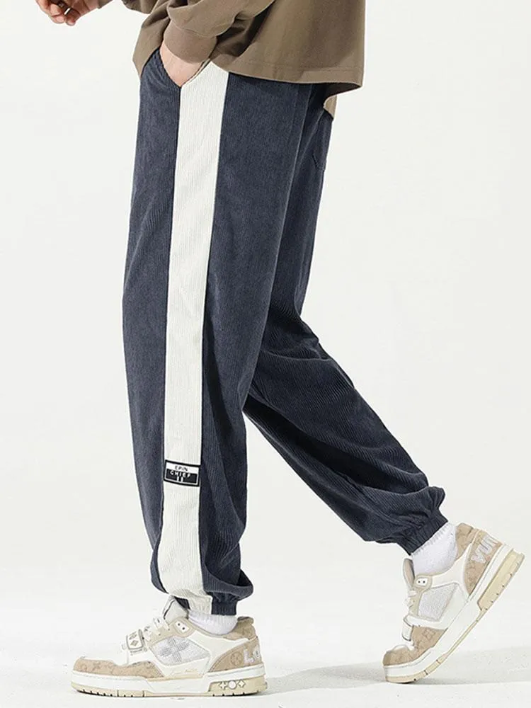 Side Stripe Corduroy Jogging Pants