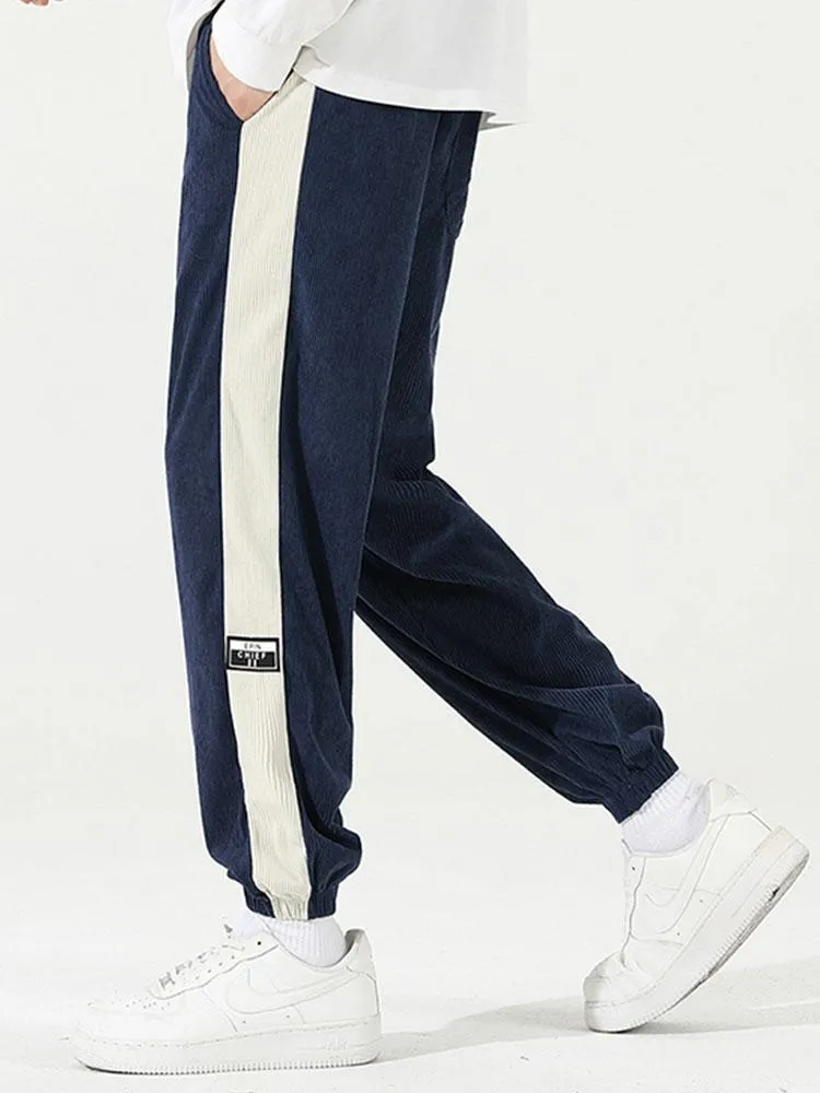 Side Stripe Corduroy Jogging Pants