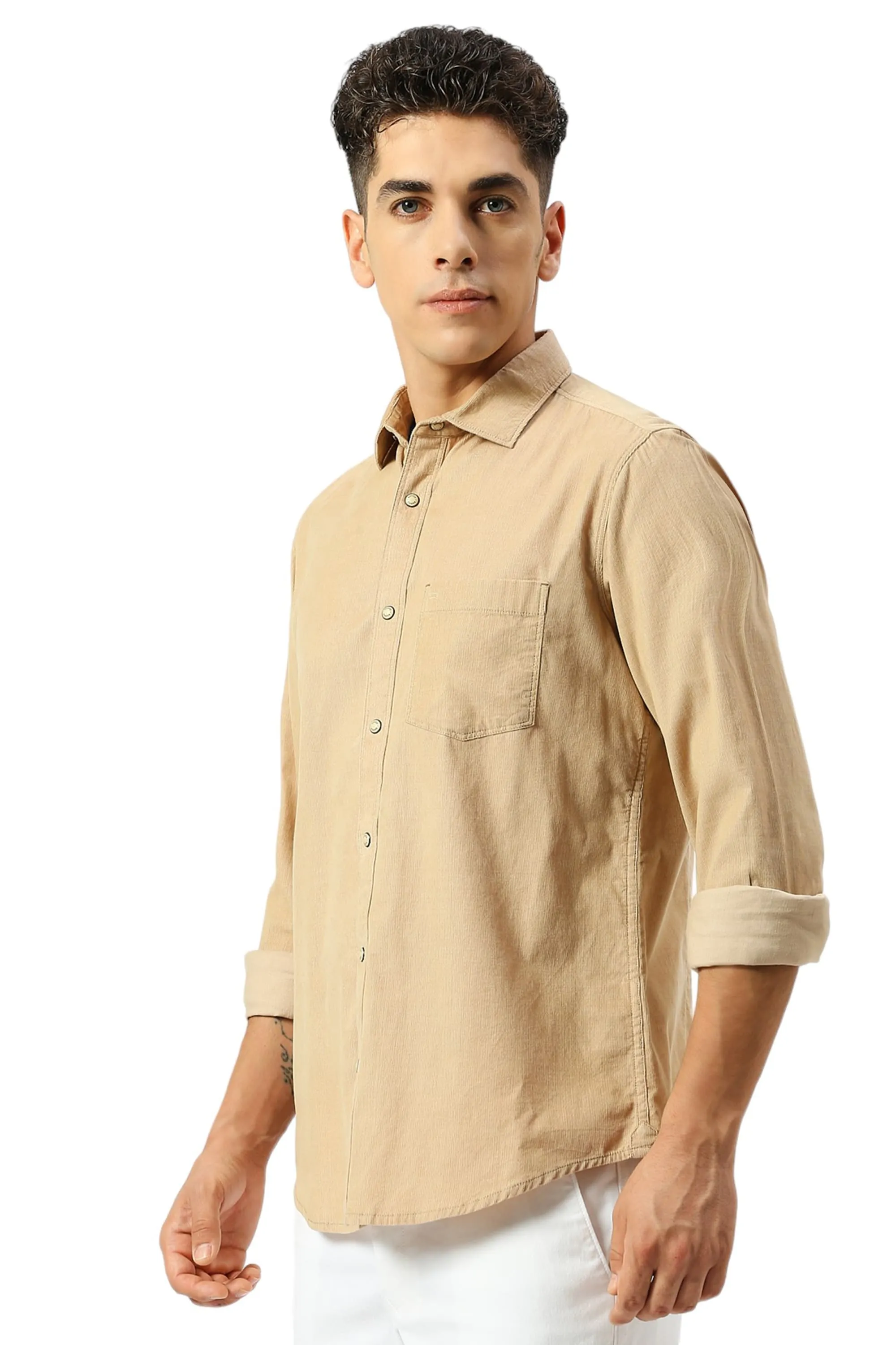 Slim Fit Cotton Cord Shirt