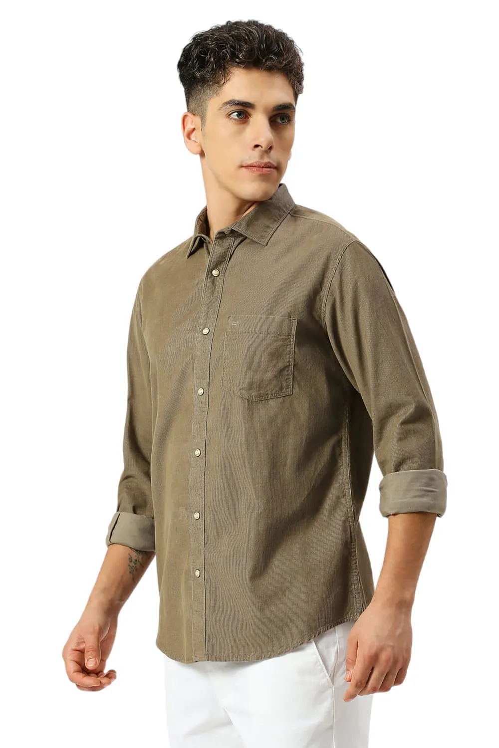 Slim Fit Cotton Cord Shirt