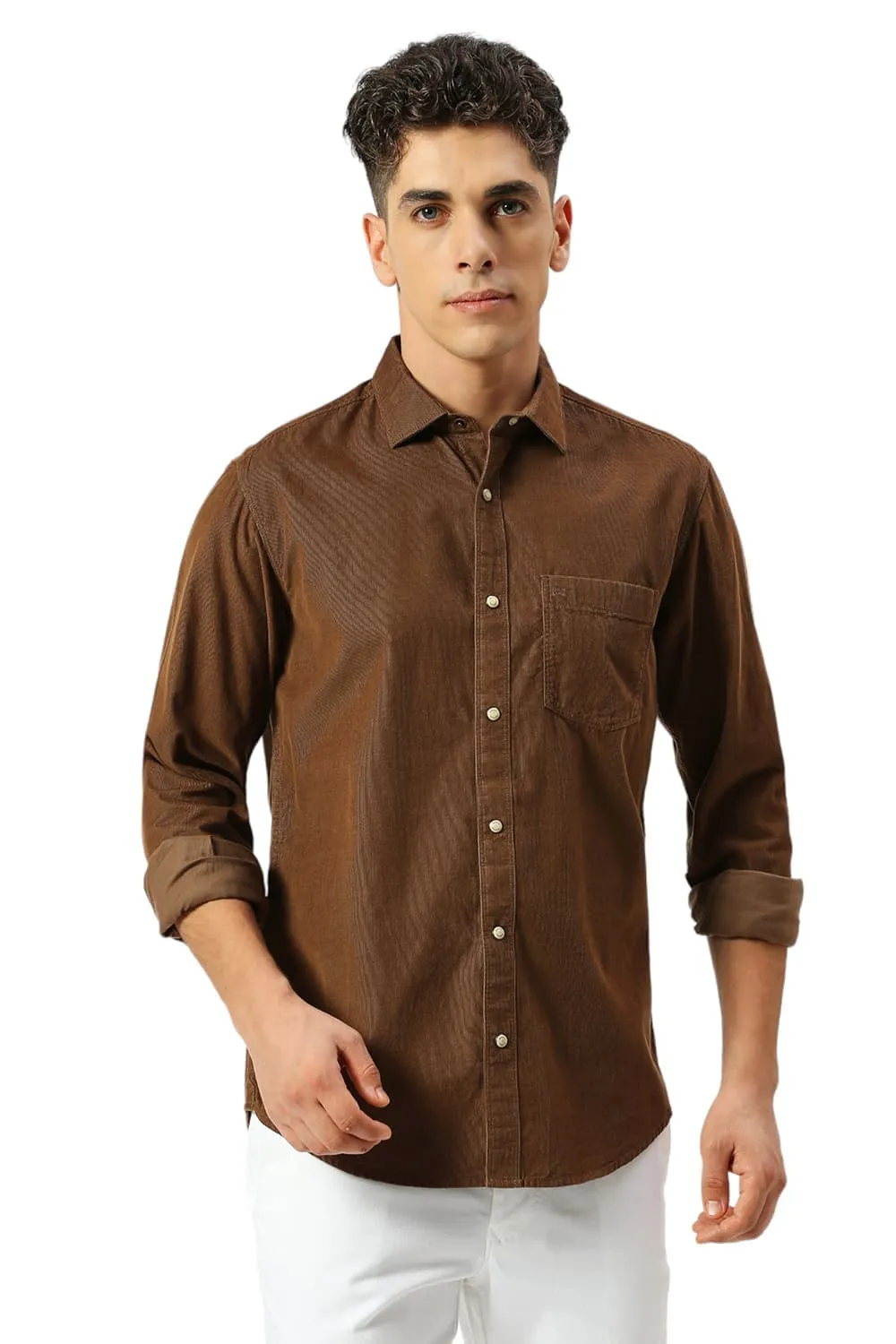 Slim Fit Cotton Cord Shirt