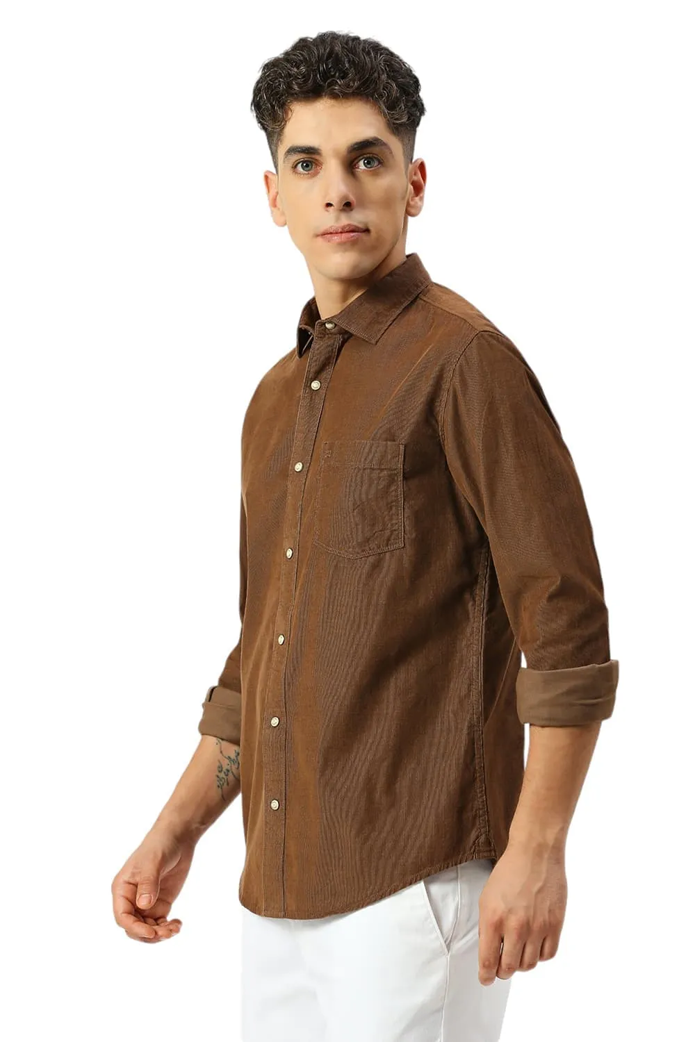 Slim Fit Cotton Cord Shirt