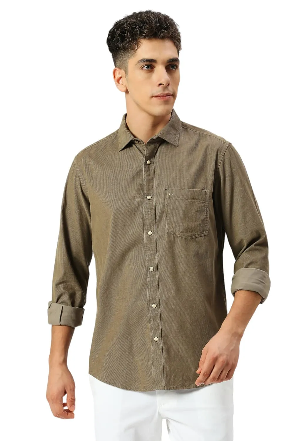 Slim Fit Cotton Cord Shirt