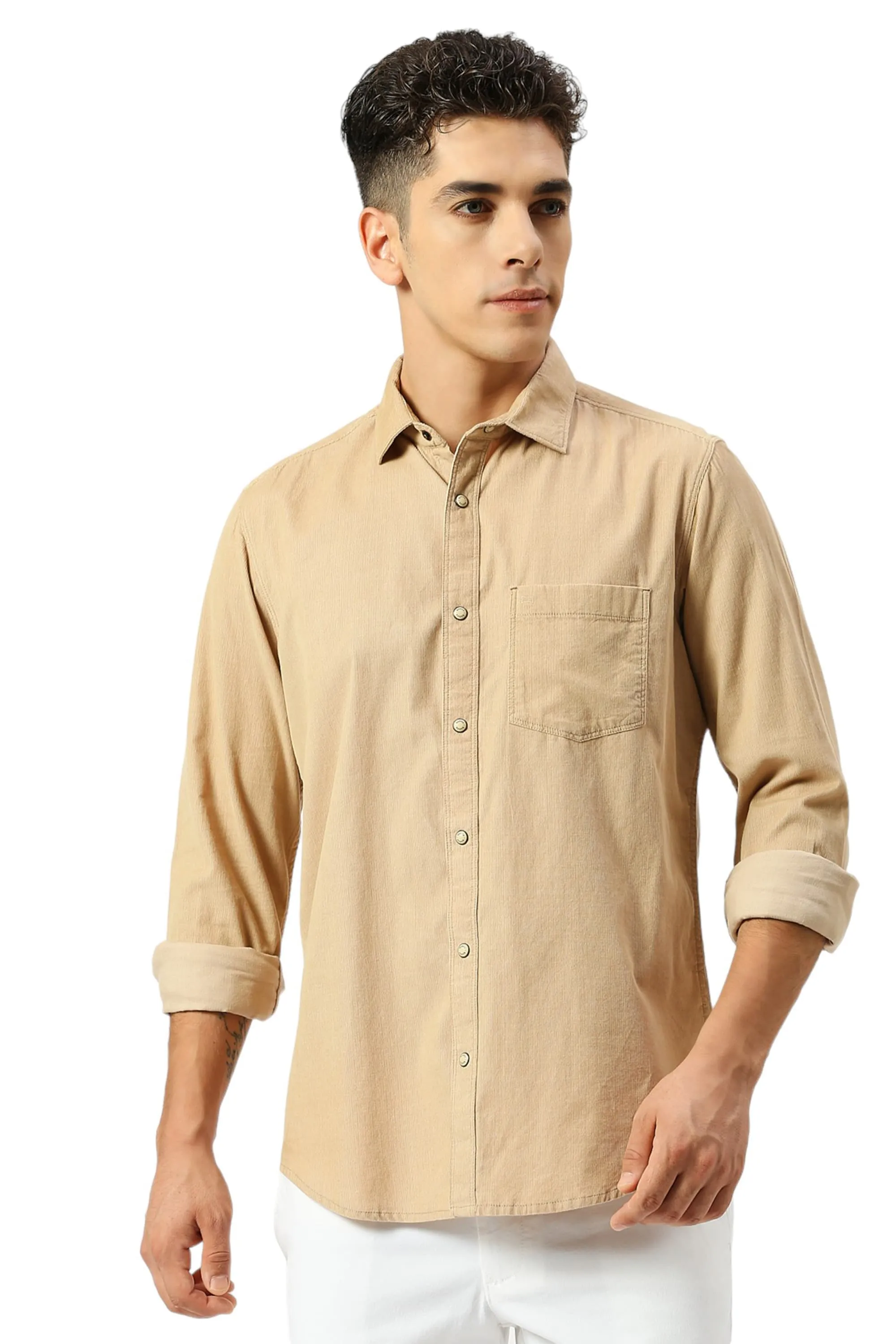Slim Fit Cotton Cord Shirt