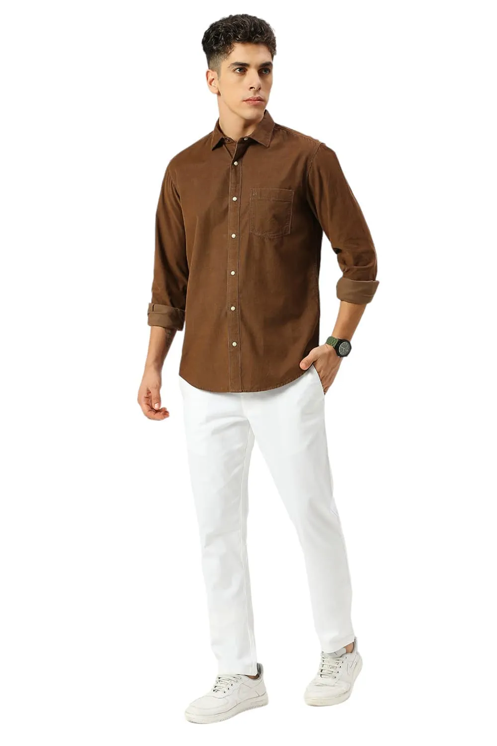 Slim Fit Cotton Cord Shirt