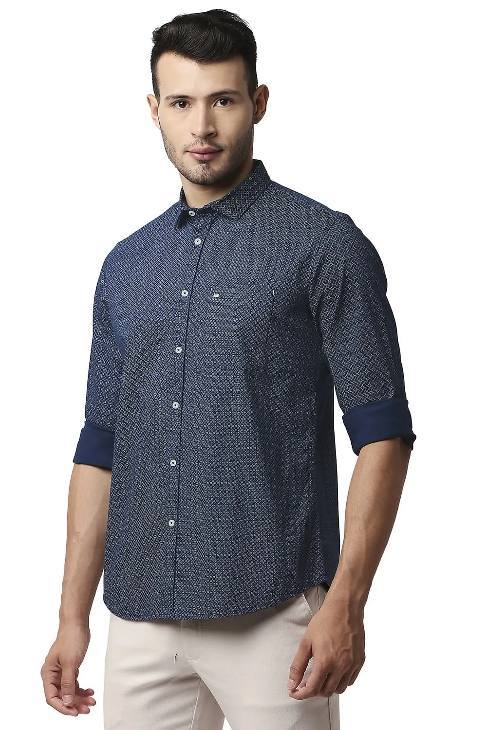Slim Fit Twill Stretch Printed Shirt