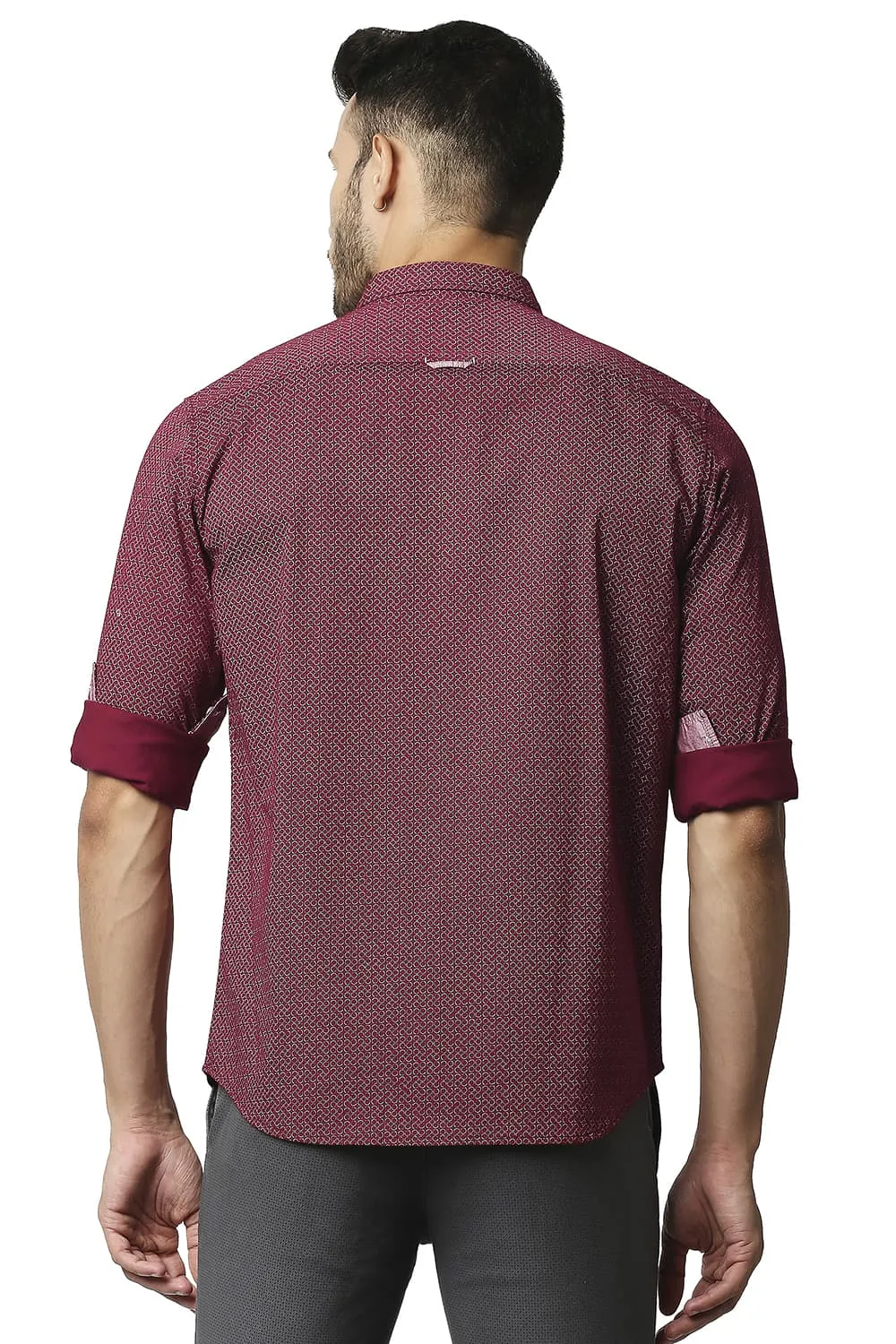 Slim Fit Twill Stretch Printed Shirt
