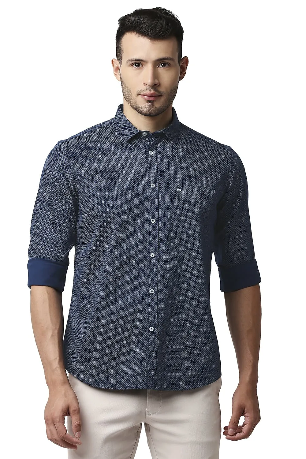 Slim Fit Twill Stretch Printed Shirt