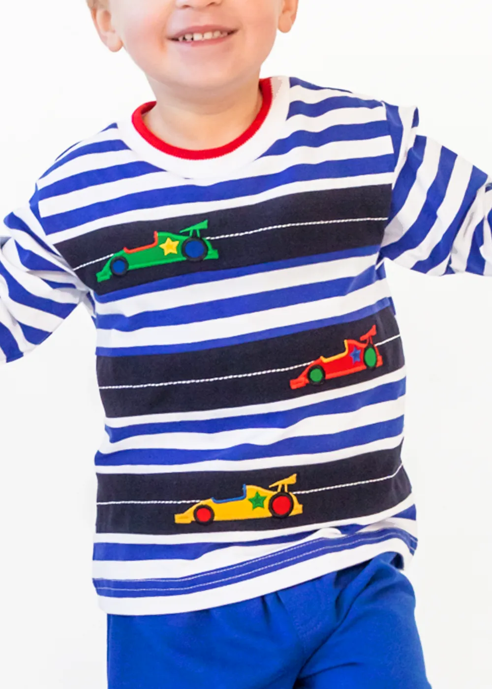 Stripe Knit Shirt With Racecars