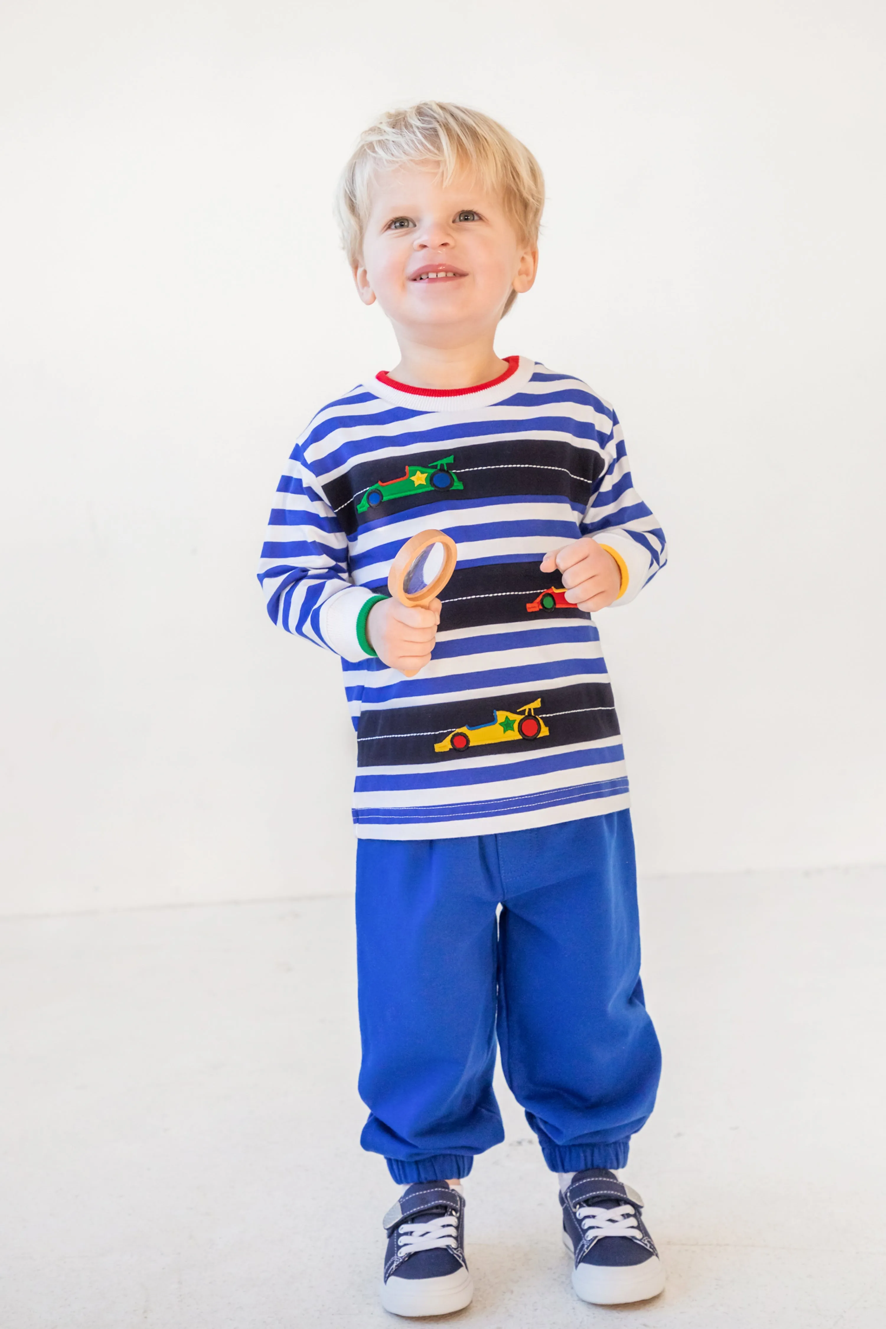 Stripe Knit Shirt With Racecars