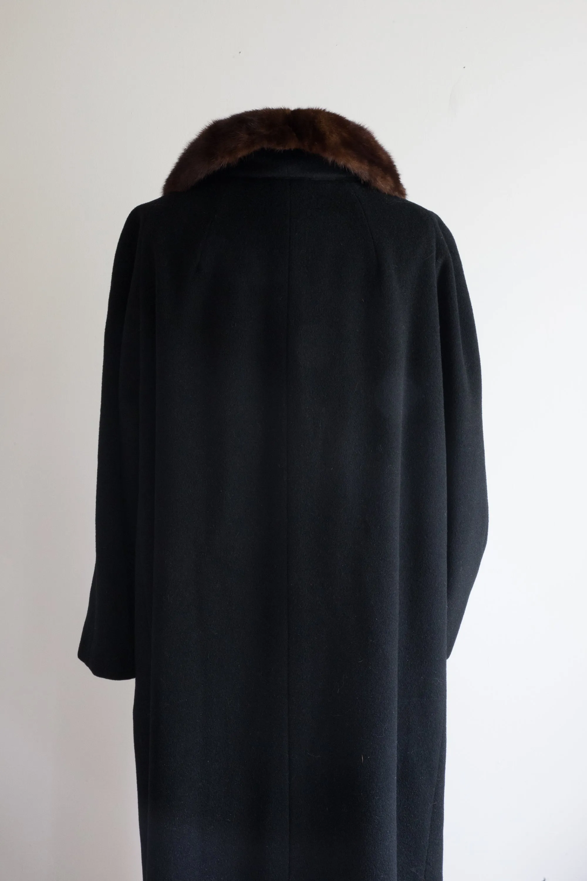 Sumptuous 1950's Black Cocoon Coat With Mink Collar By Rothmoor / ML